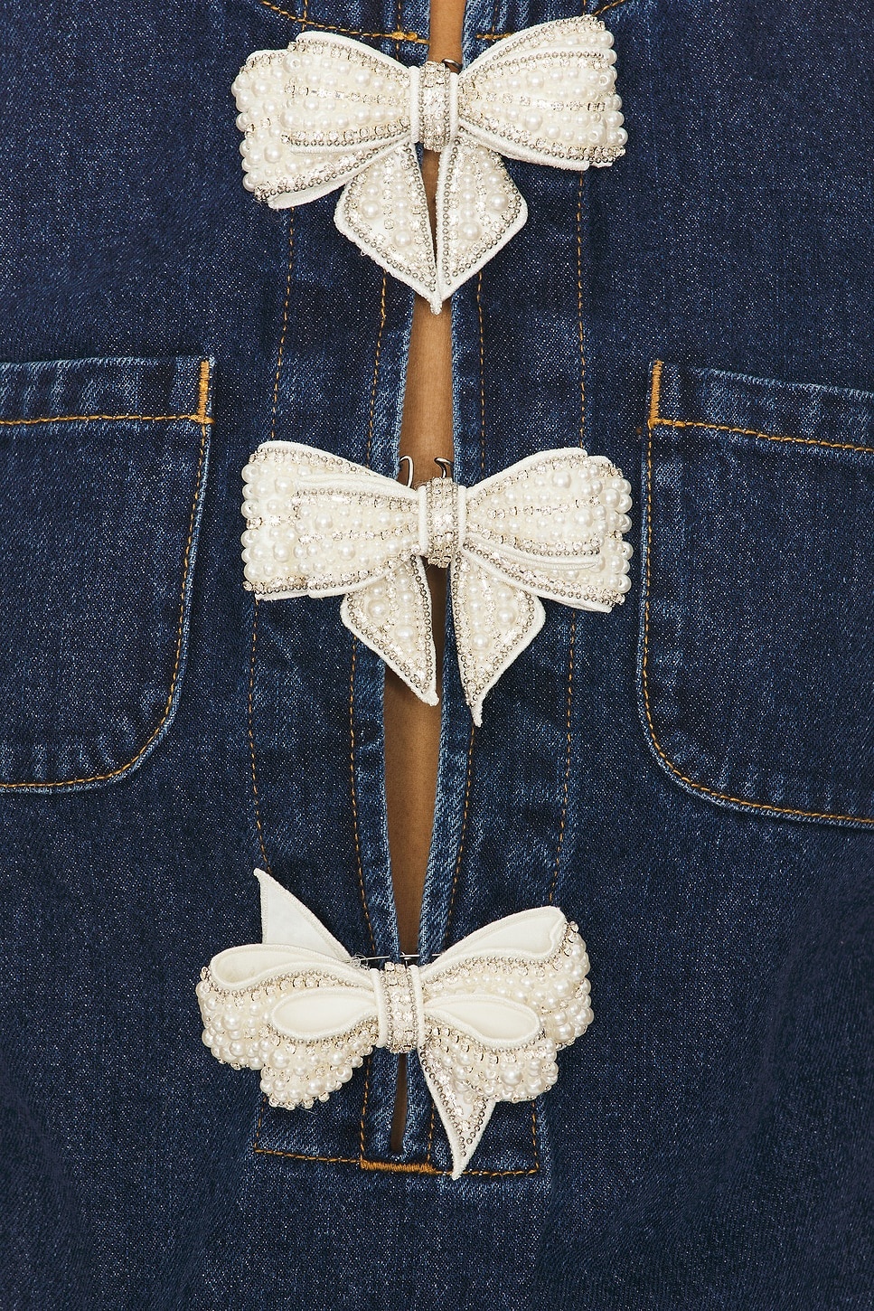 Denim Bow Mini Dress - 4
