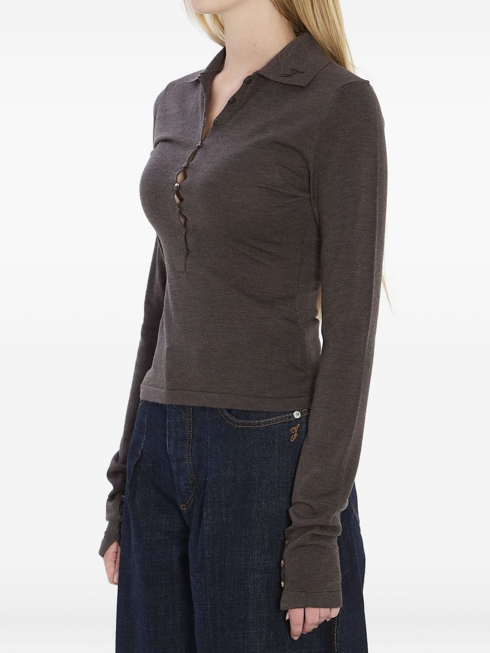 polo-collar buttoned top - 3