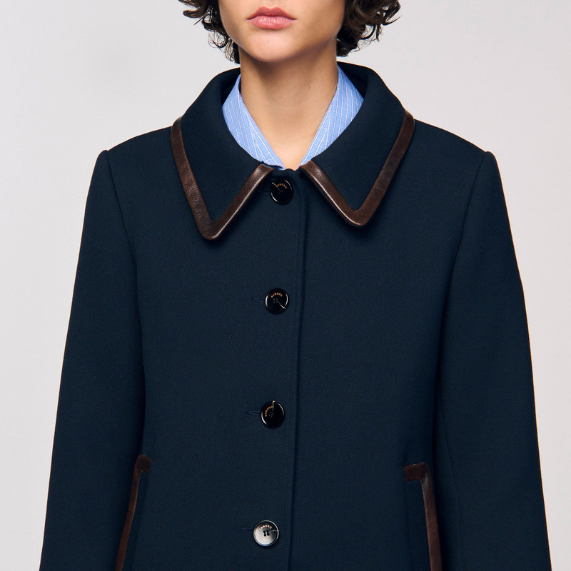 COAT WITH LEATHER STRIPES 4