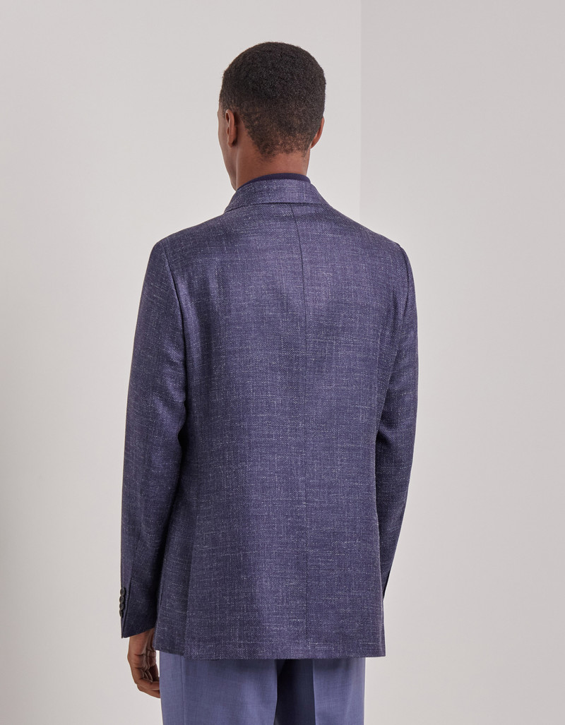 NAVY BLUE TRICOT-EFFECT COTTON JERSEY JACKET 63