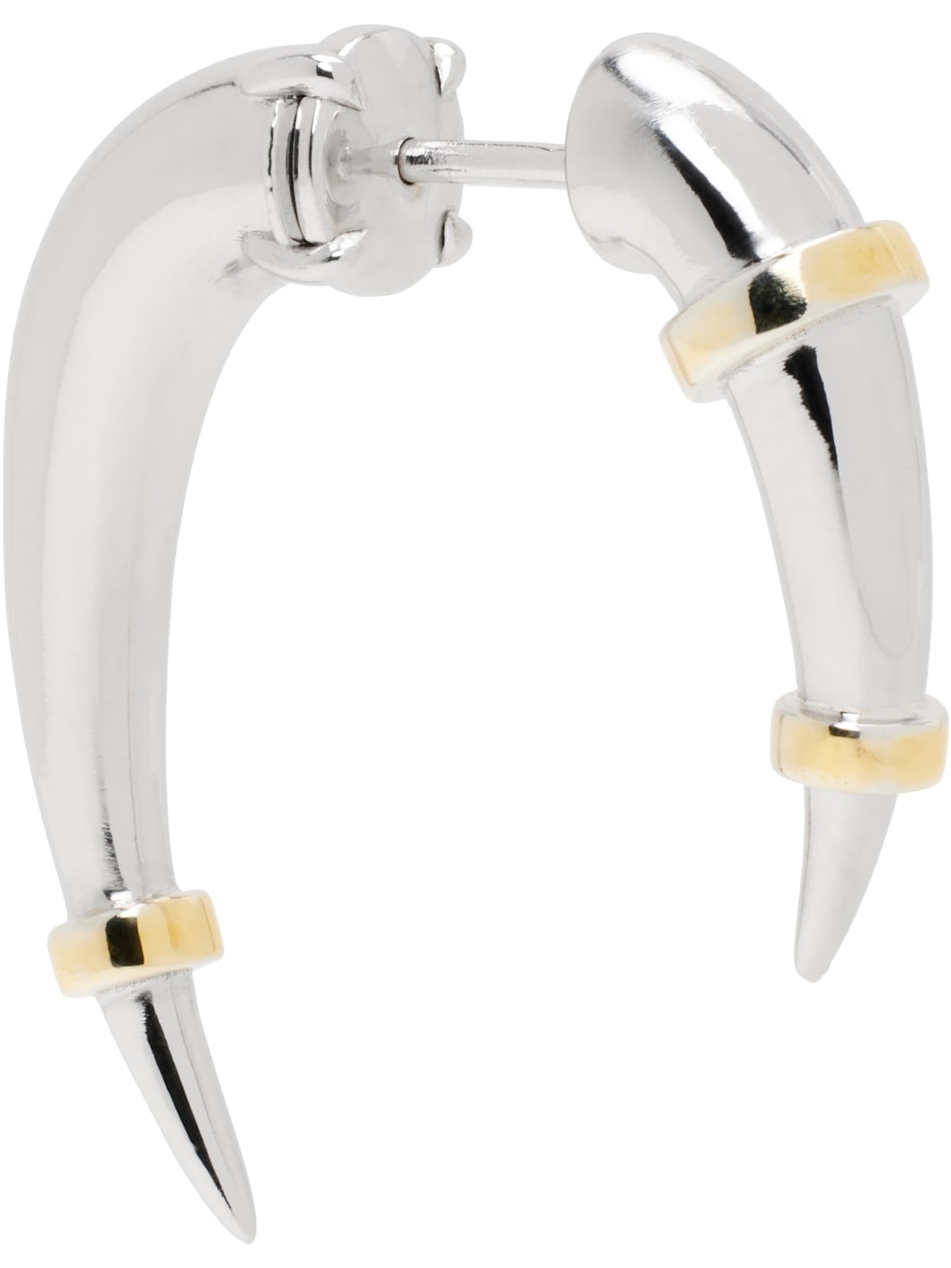 White Gold Horn Single Earring - 2