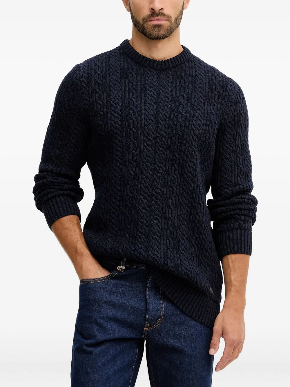 cable-knit crew-neck sweater - 1