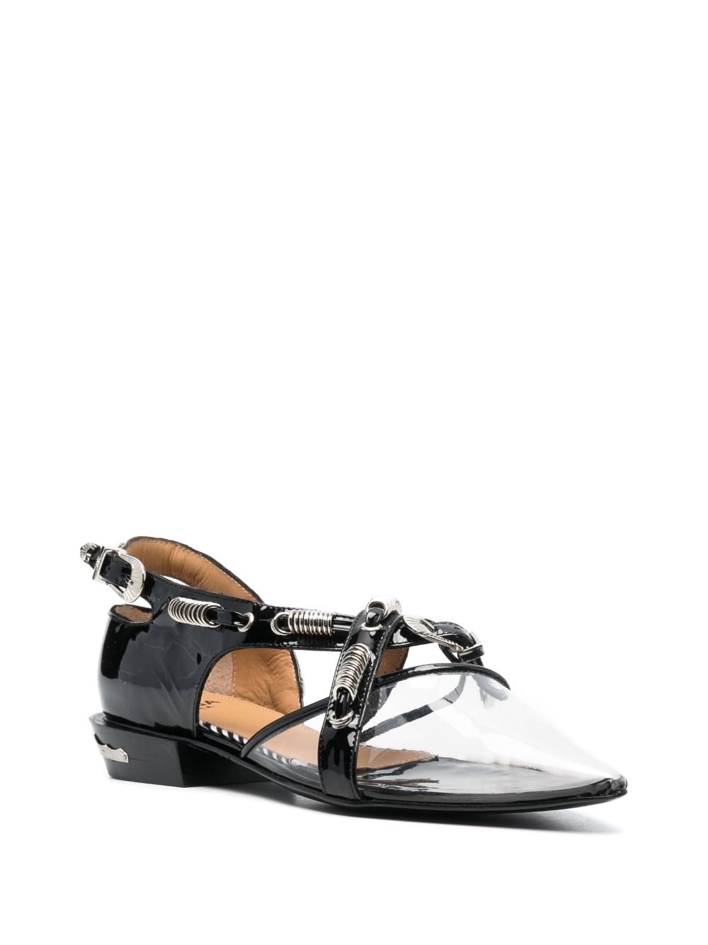 ring-detail leather ballerina shoes - 2
