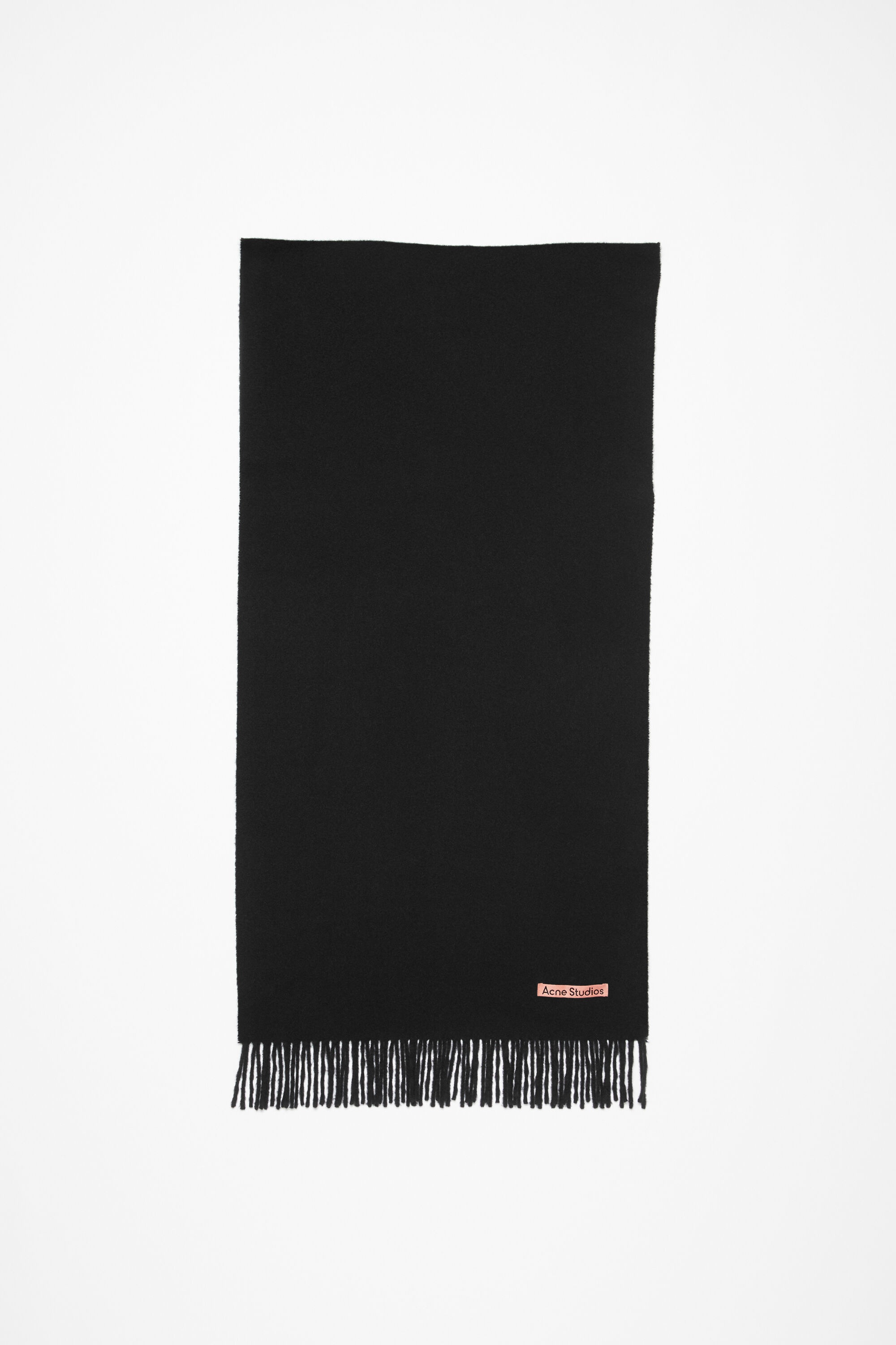 Cashmere fringe scarf - Narrow - Black - 1