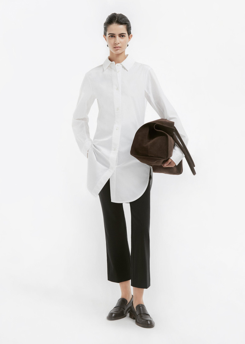 Cinched Button Down Shirt in Cotton Sateen 5