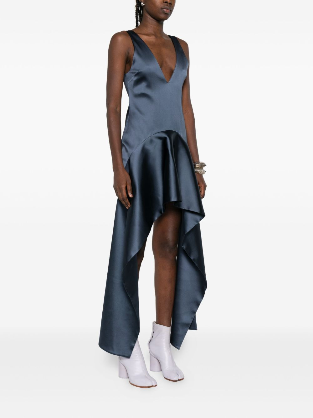 V-neck draped-hem dress - 3