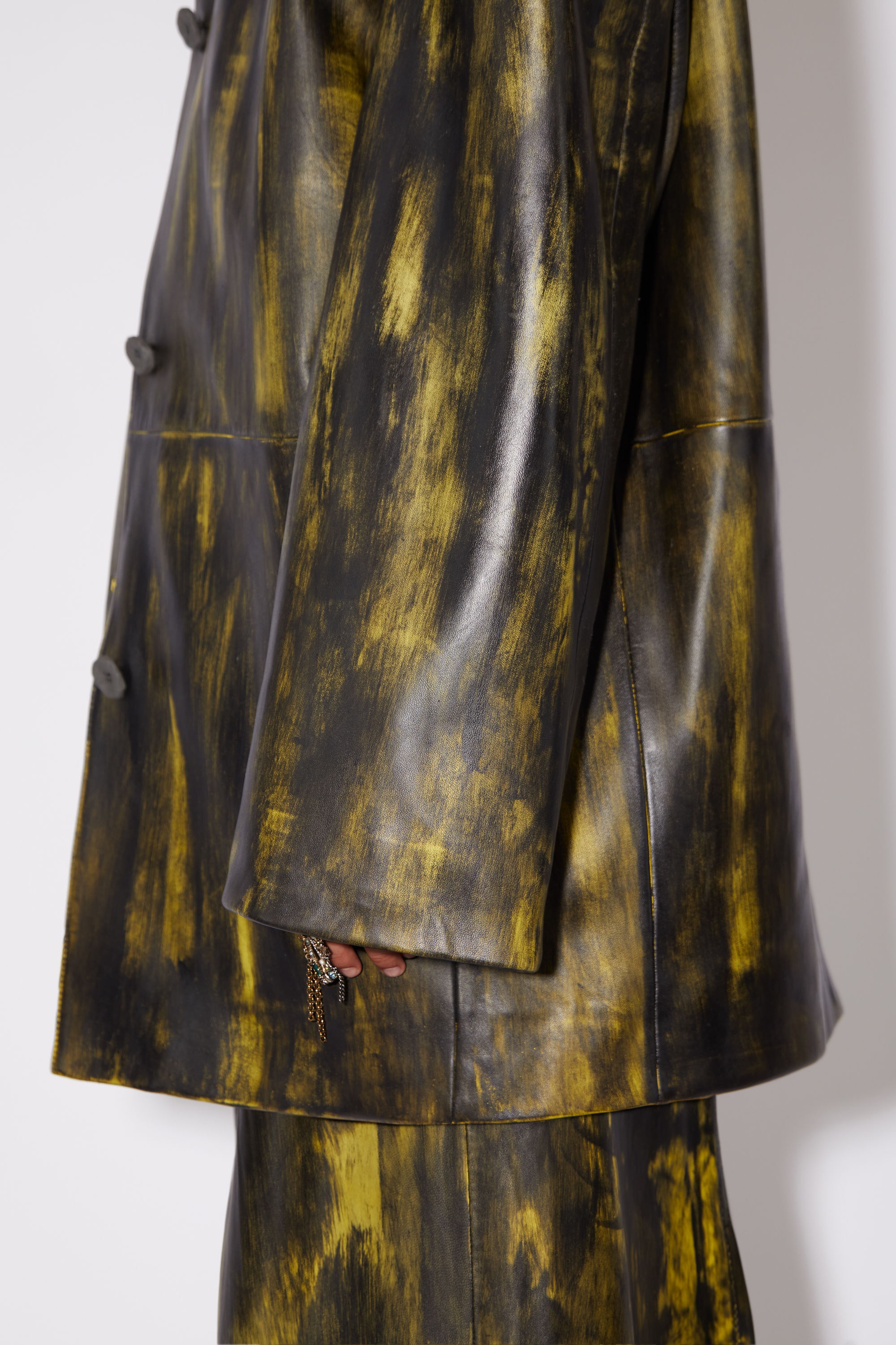 Painted leather jacket - Yellow/black - 6