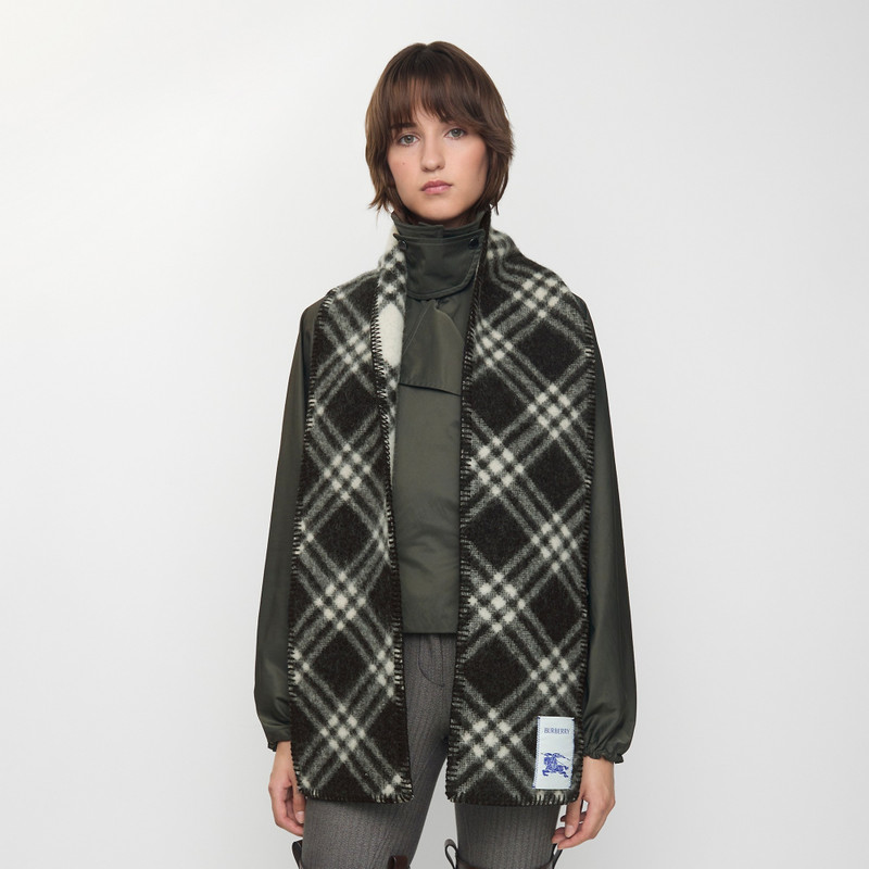 Narrow Check Wool Scarf 4