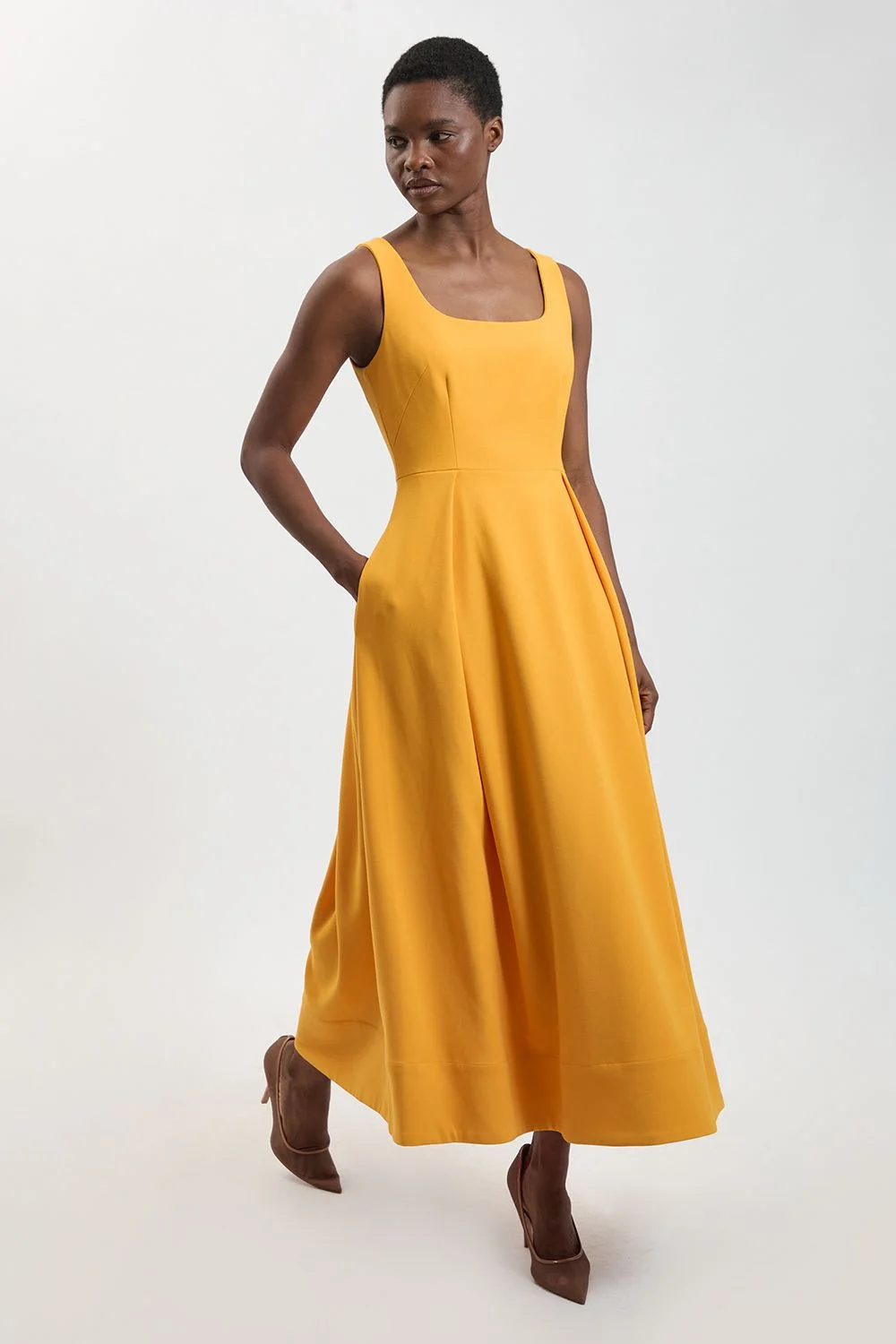 Tailored Full Skirt Midi Dress - 1