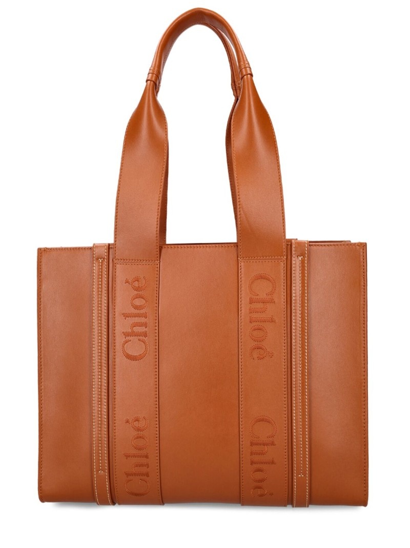 Medium Woody leather tote bag - 6