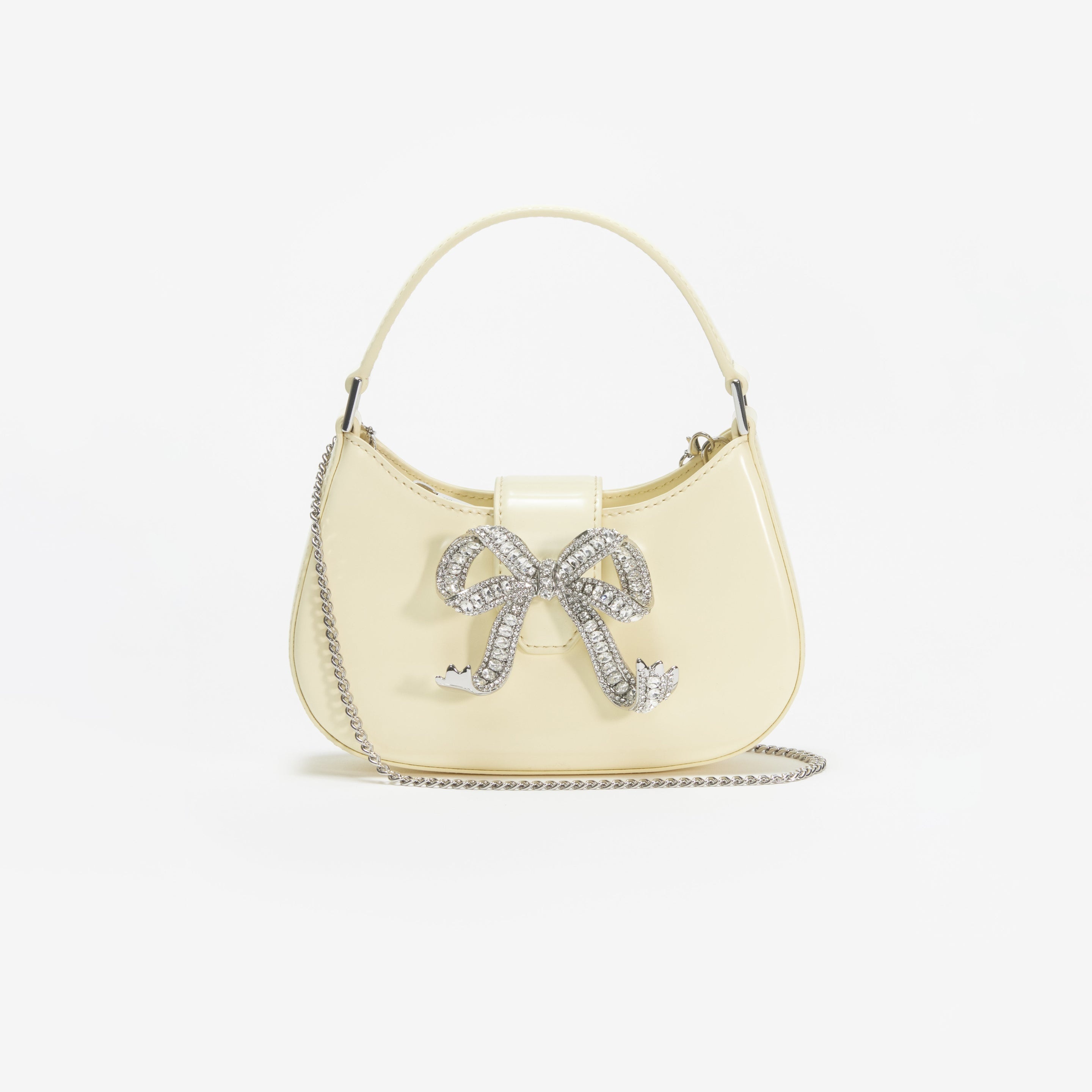 Yellow Leather Crescent Bow Bag - 4