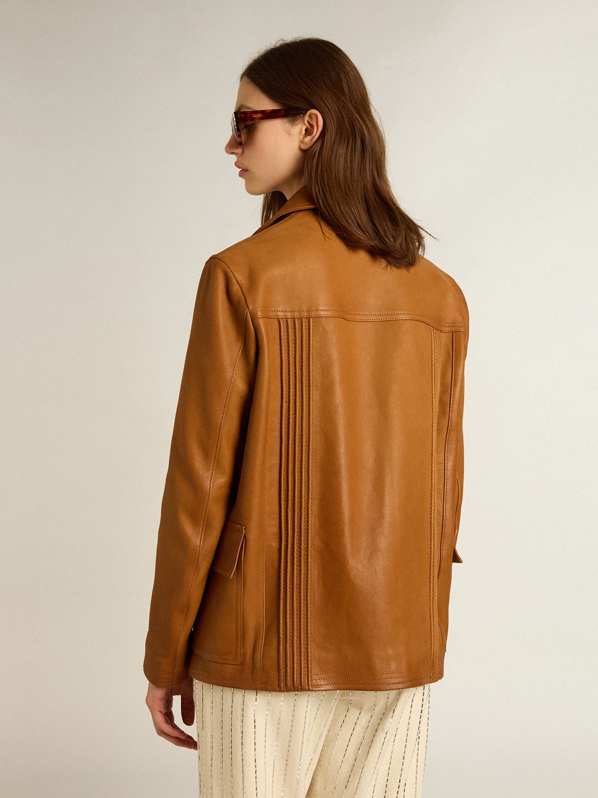 Bronze-brown leather jacket - 4
