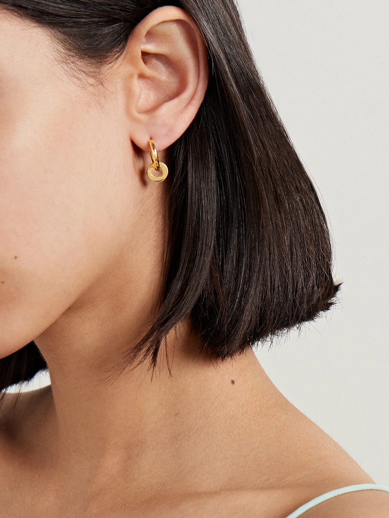 FOUNDRAE Karma Heart Beat Small 18-karat Gold And Ceramic Single Hoop Earring outlook