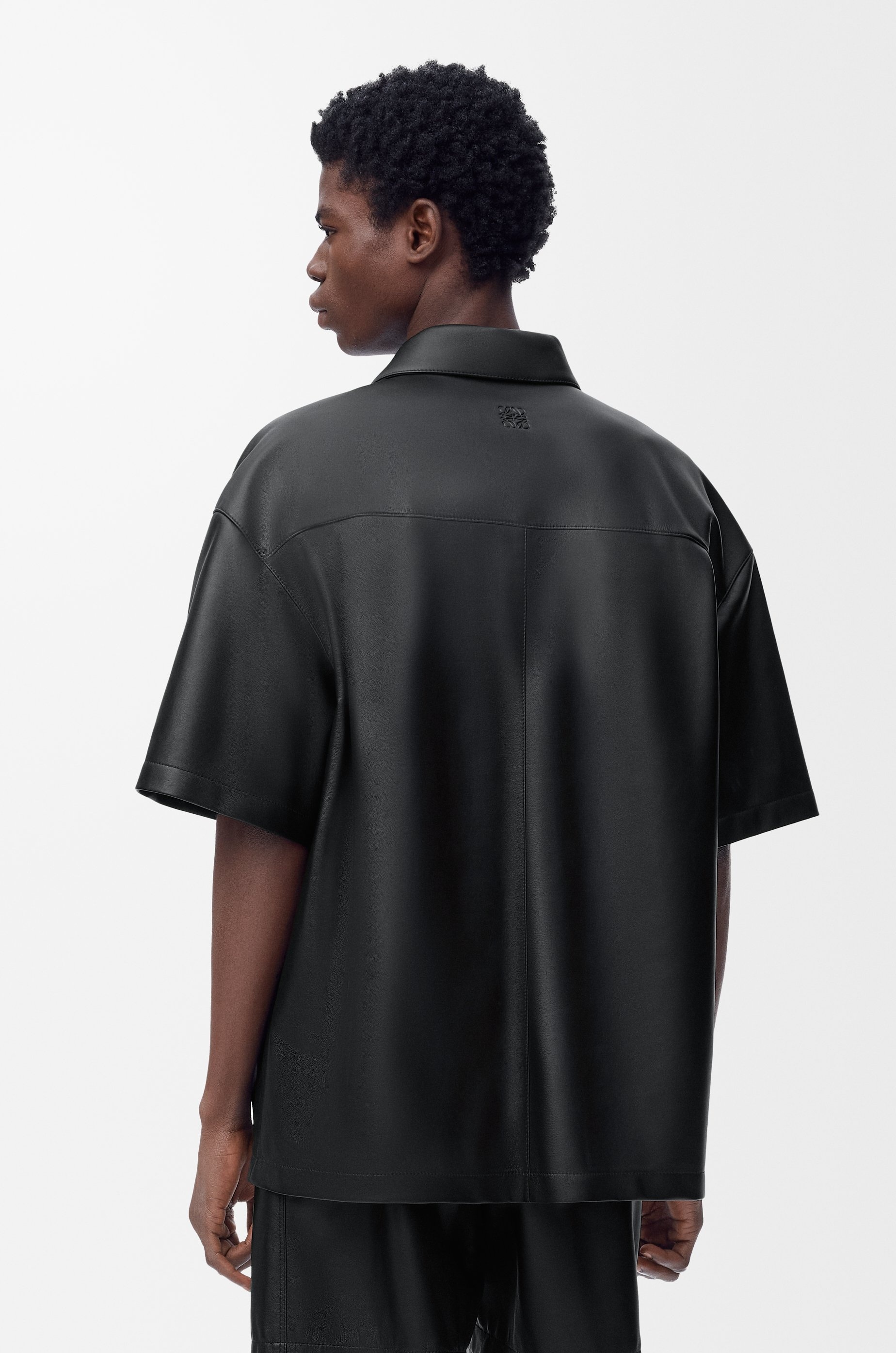 Short sleeve shirt in nappa lambskin - 4
