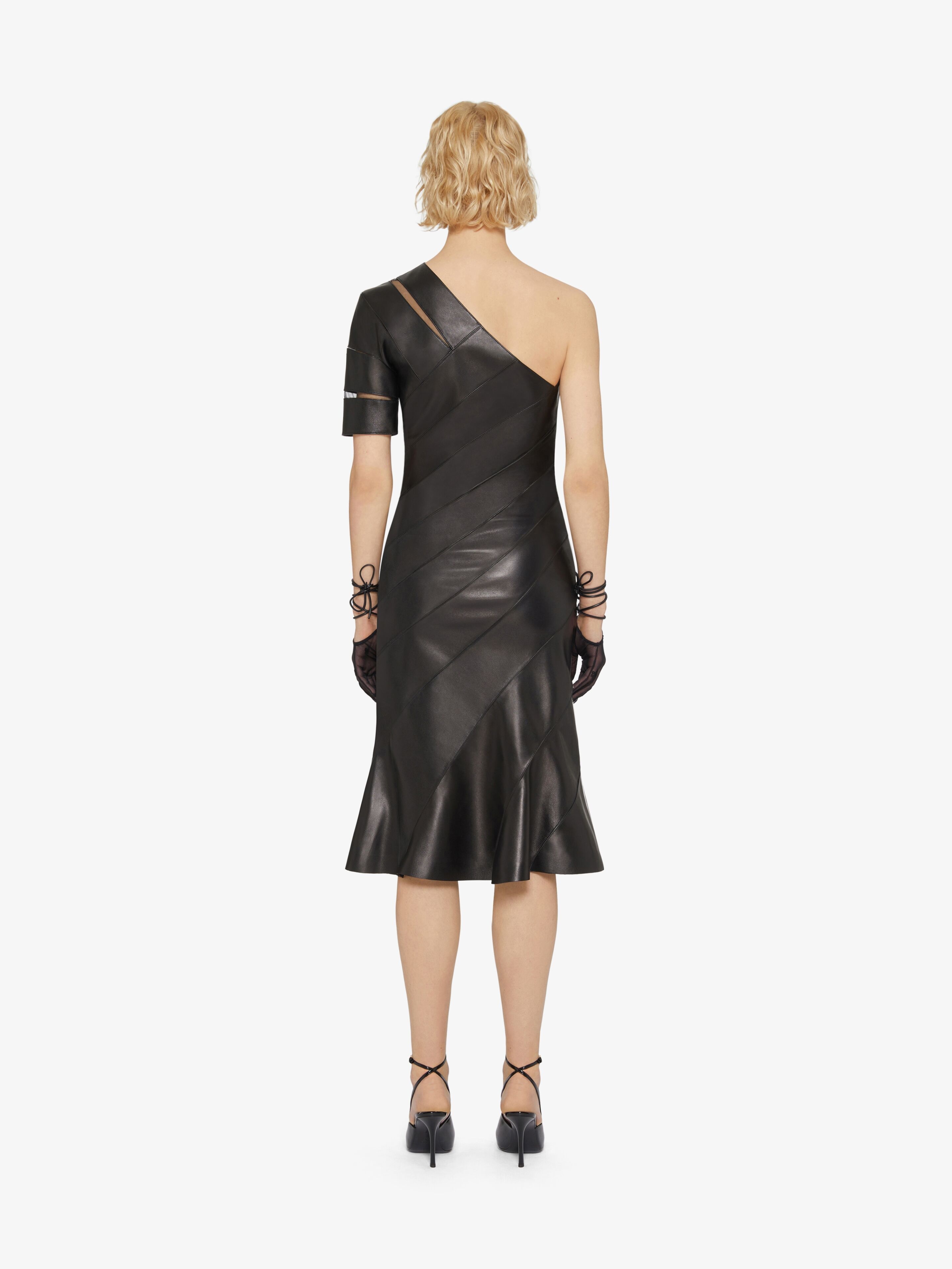 ASYMMETRICAL DRESS WITH LEATHER BANDS - 4