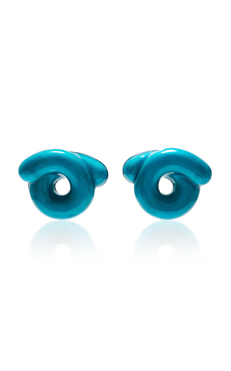 Sterling Silver Enamel Earrings blue 1