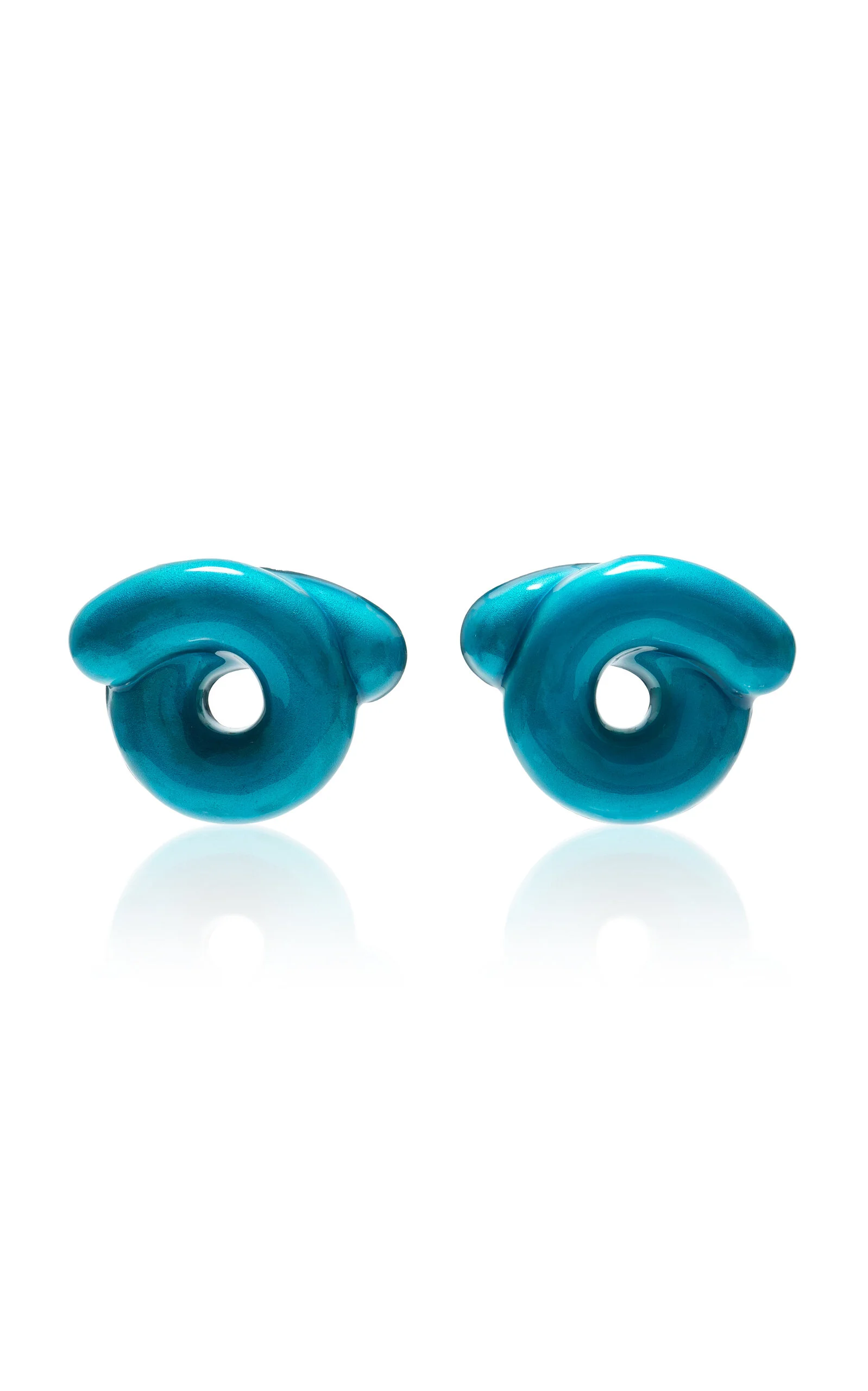 Sterling Silver Enamel Earrings blue - 1