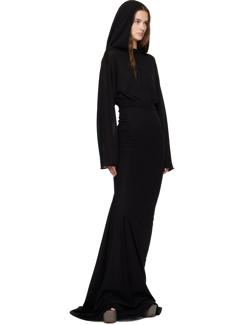 Rick Owens Black Concordians Cropped Hooded Tunic Hoodie outlook