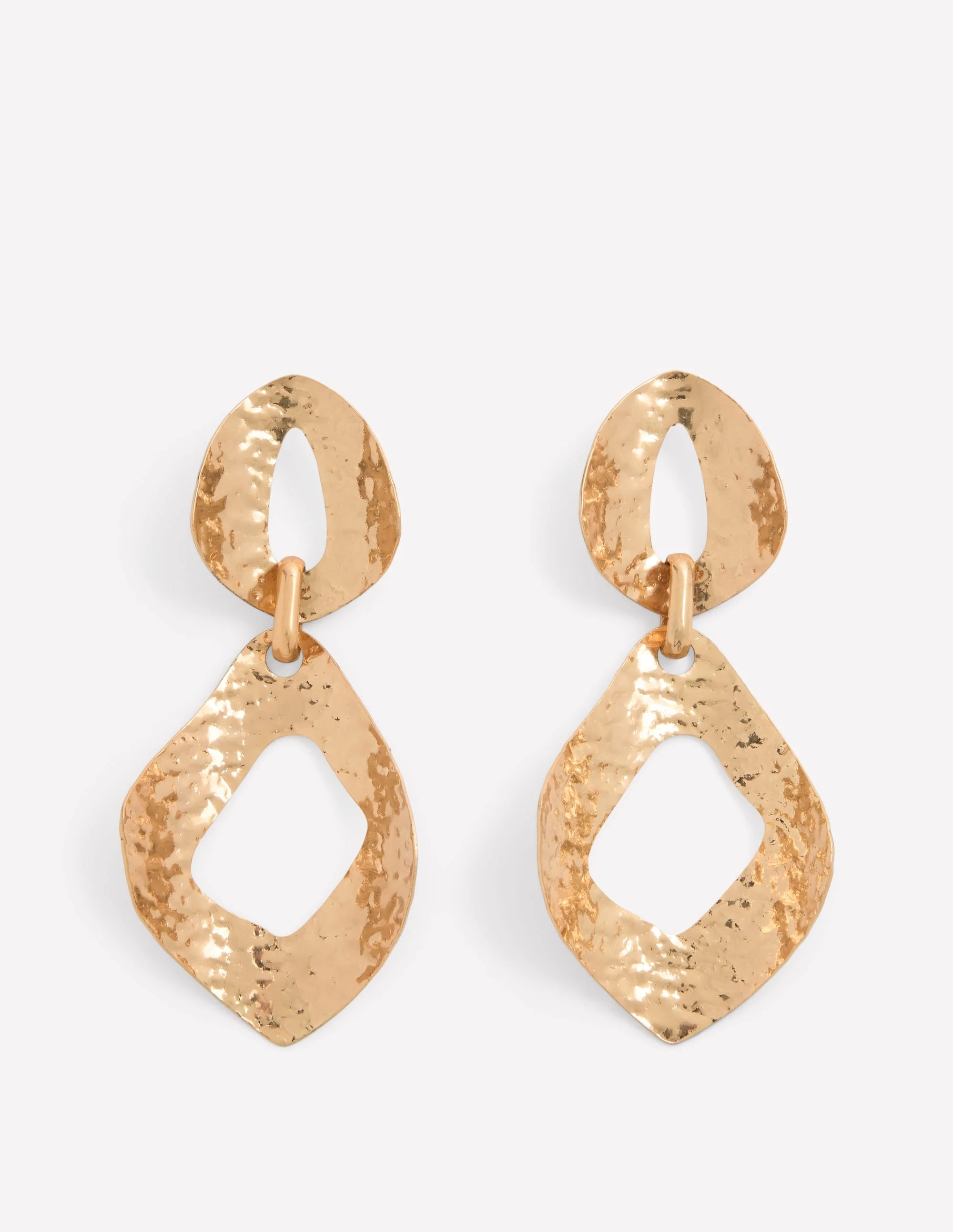 Hammered Double Earrings-Gold Colour - 1