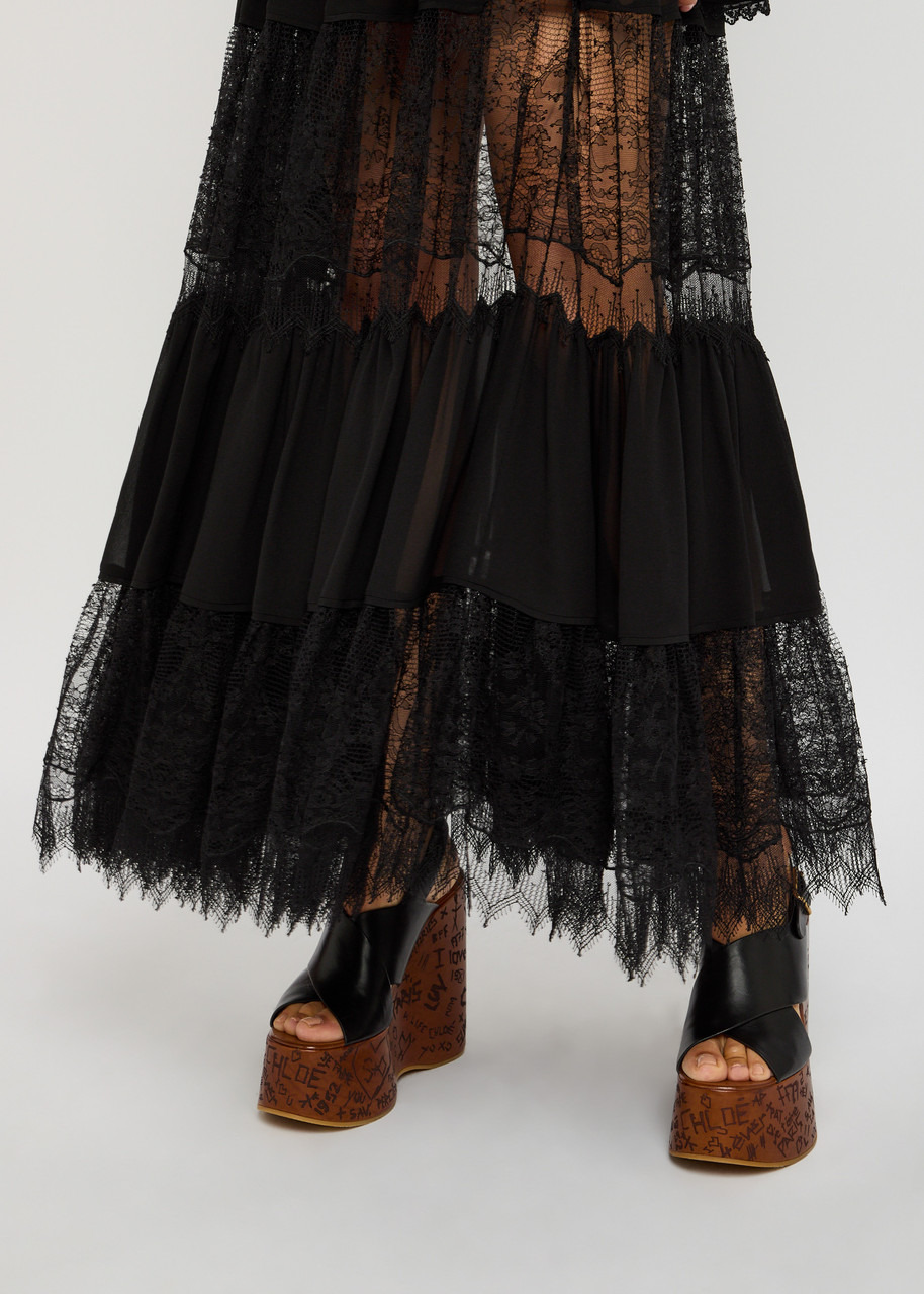 Chloe Lace-embellished Silk-chiffon Maxi Skirt - 5