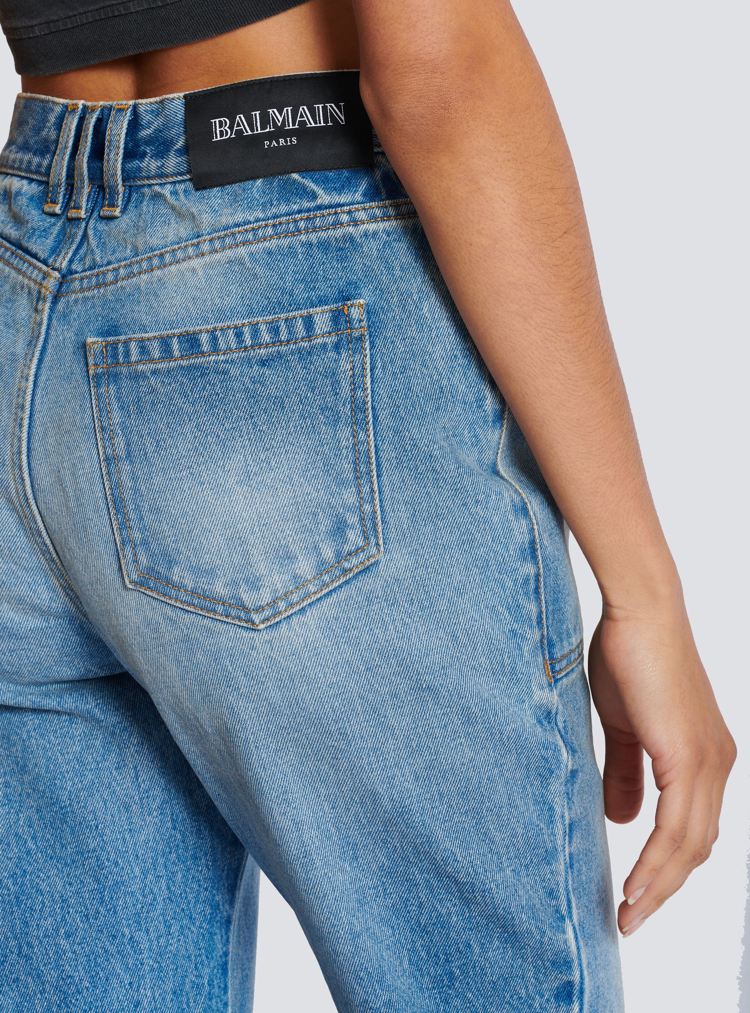 High-waisted flared denim jeans - 6