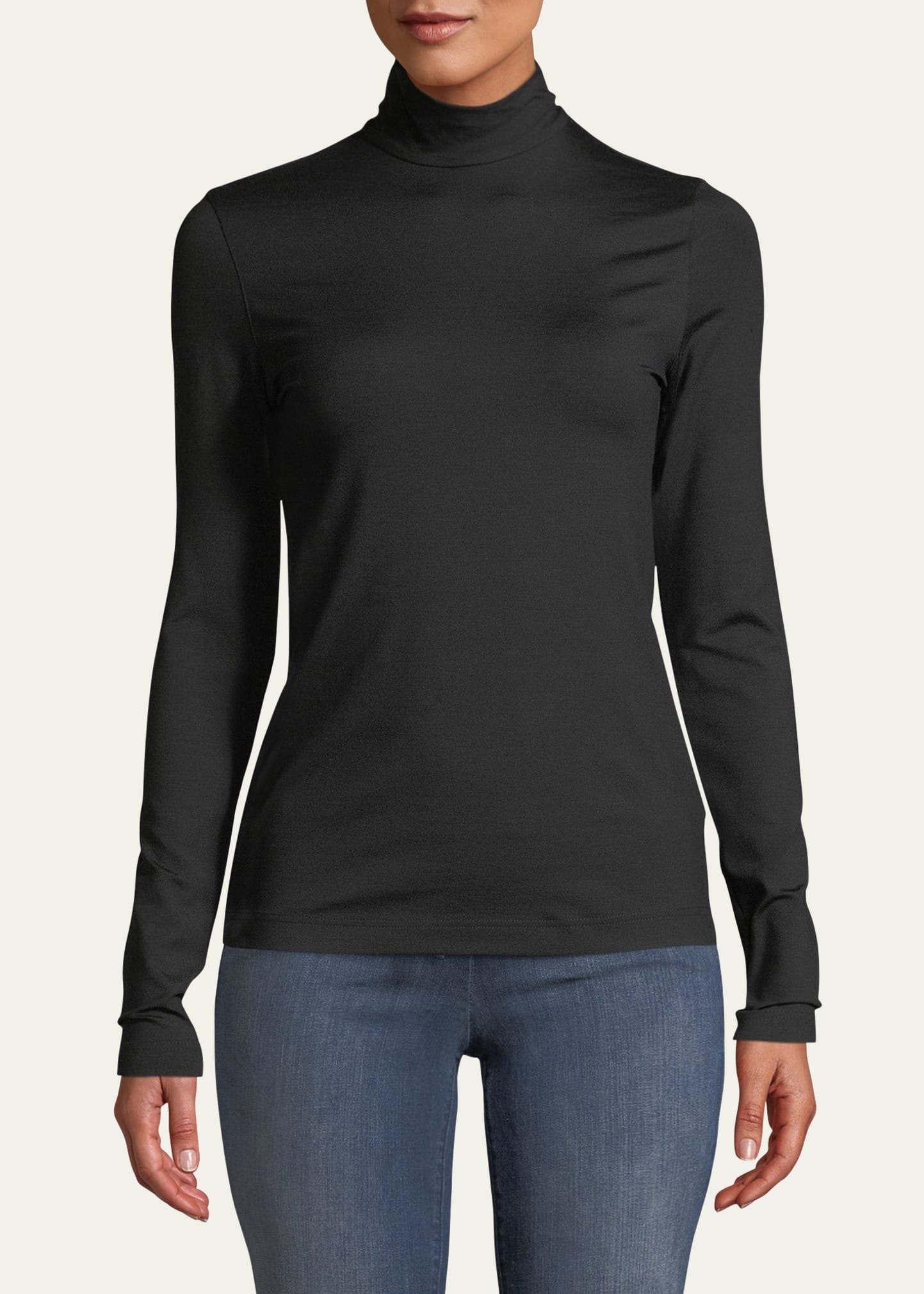 Silk-Cotton Jersey Turtleneck Top - 2