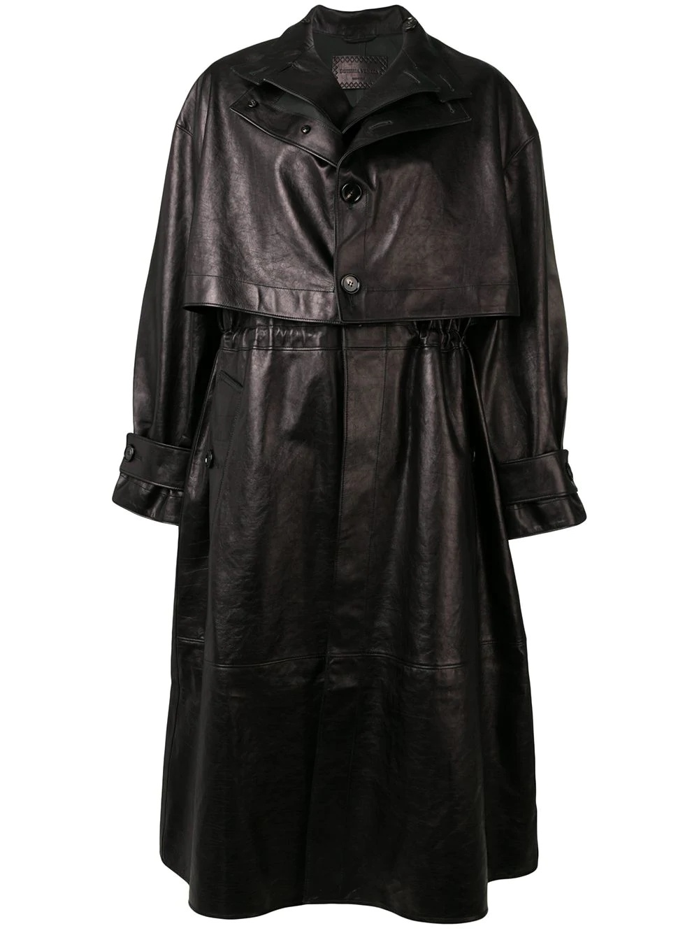 single-breasted leather trench coat - 1