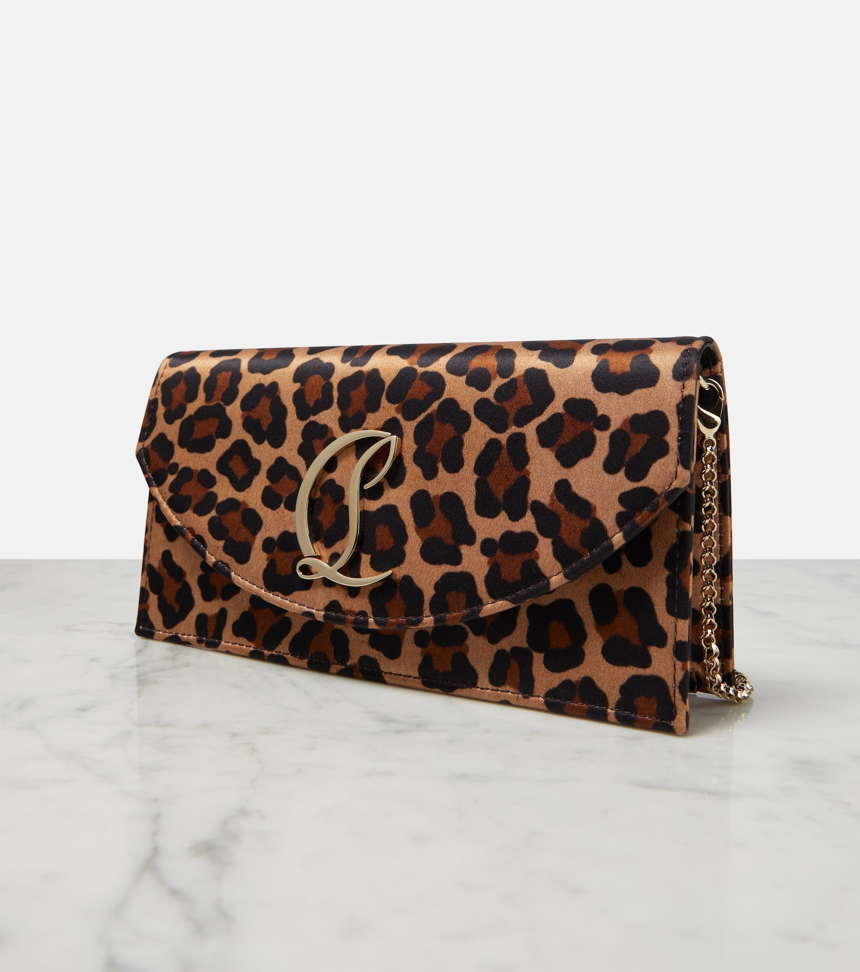 Loubi54 leopard-print satin clutch - 6