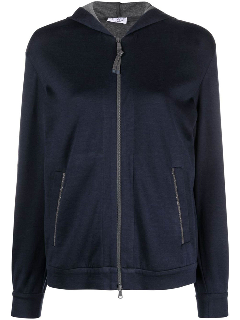 Monili chain zipped hoodie - 1