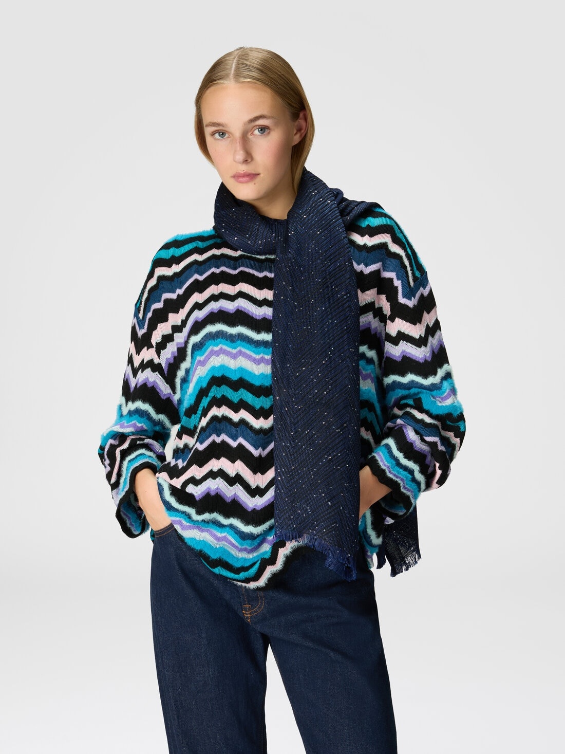 Viscose blend stole with sequins - 3