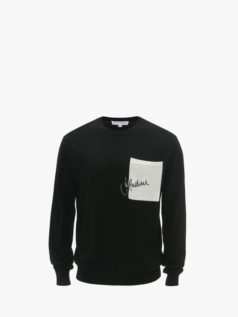 SIGNATURE POCKET CREWNECK JUMPER - 1