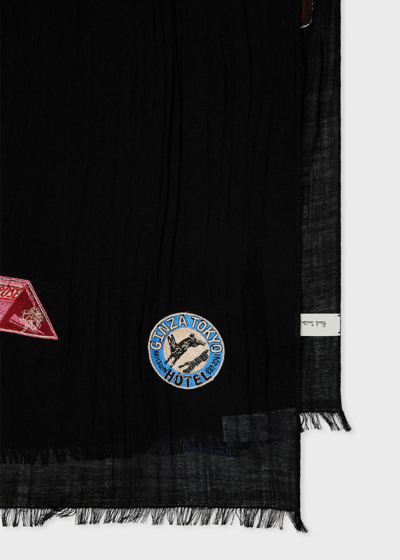 Paul Smith Black 'Hotel Stickers' Scarf outlook