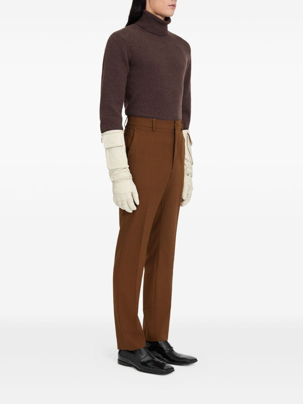 creased wool trousers - 3