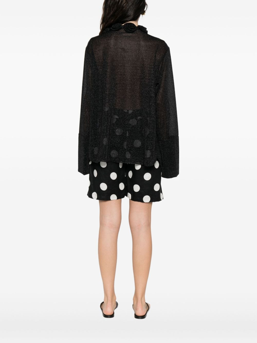 rose-embellished glitter-detail blouse - 4