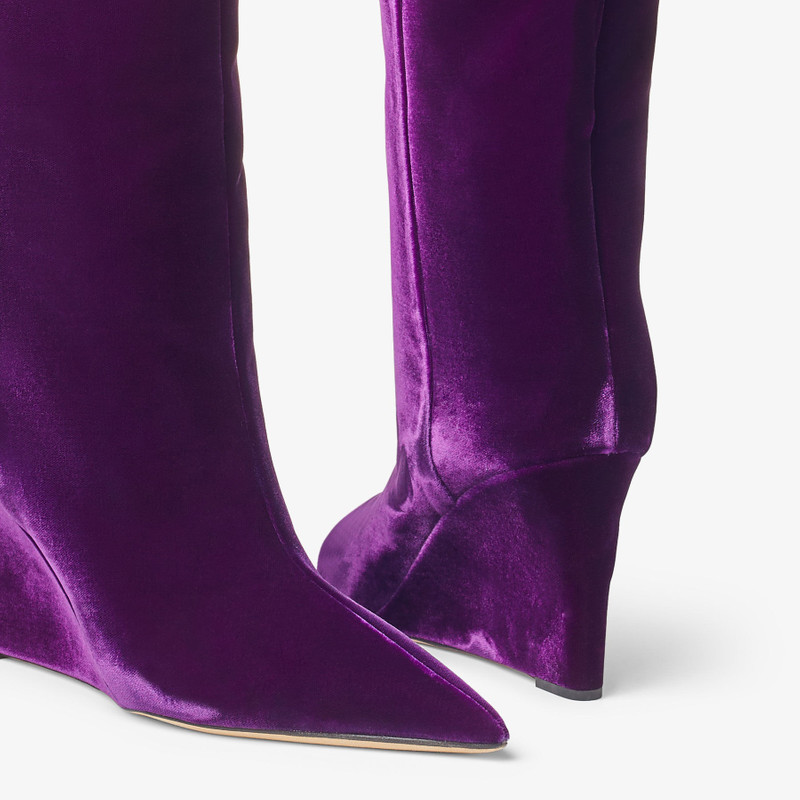 Blake Knee Boot 85 Cassis Velvet Knee-High Boots 4