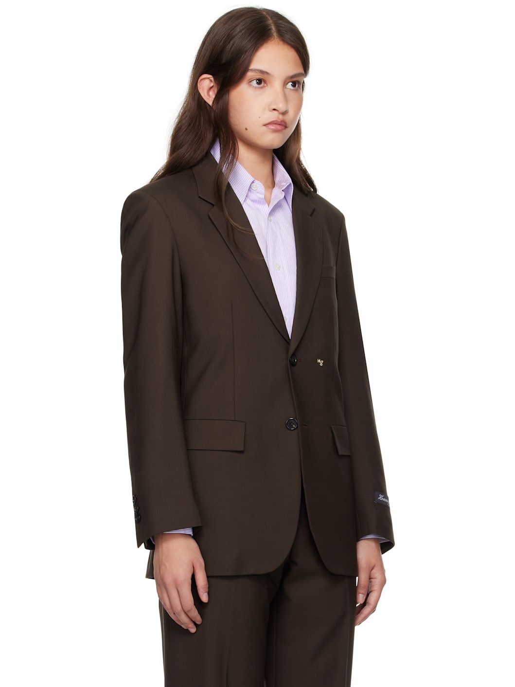 Brown Single Breasted Blazer - 2