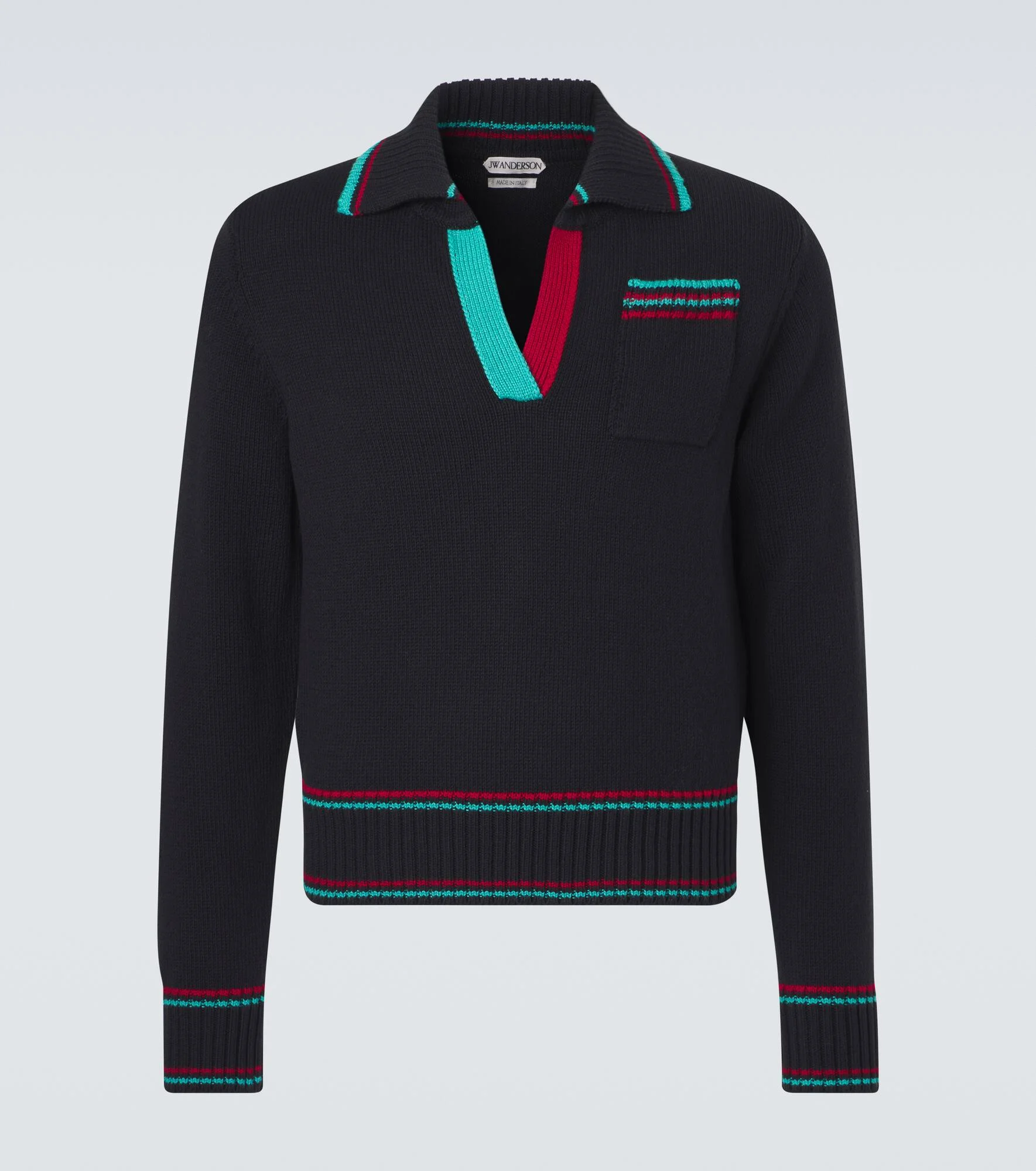 Cotton, cashmere, and wool polo sweater - 1