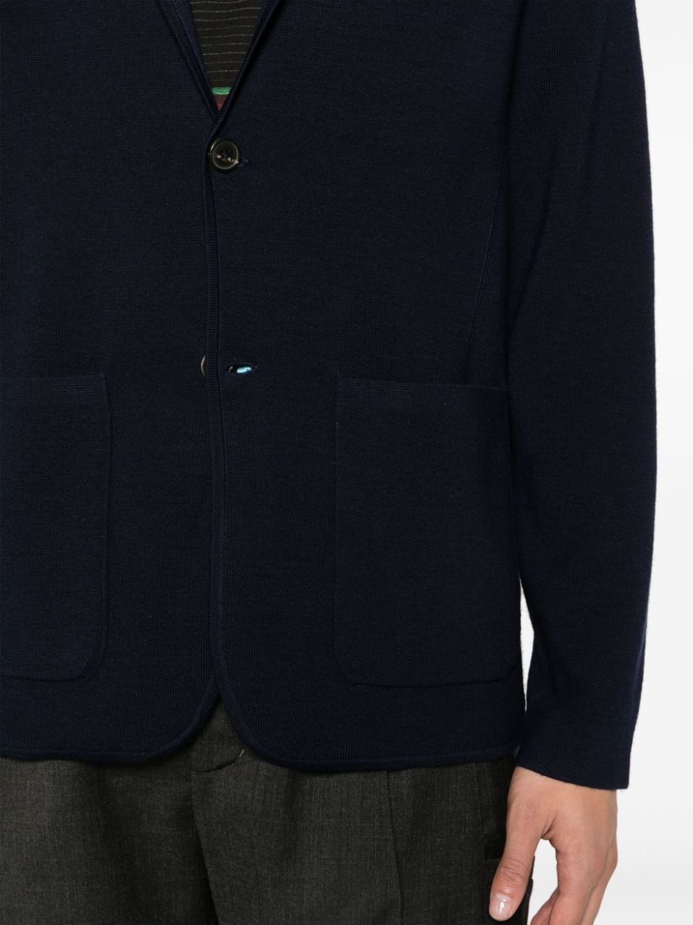 single-breasted merino-wool knitted jacket - 5