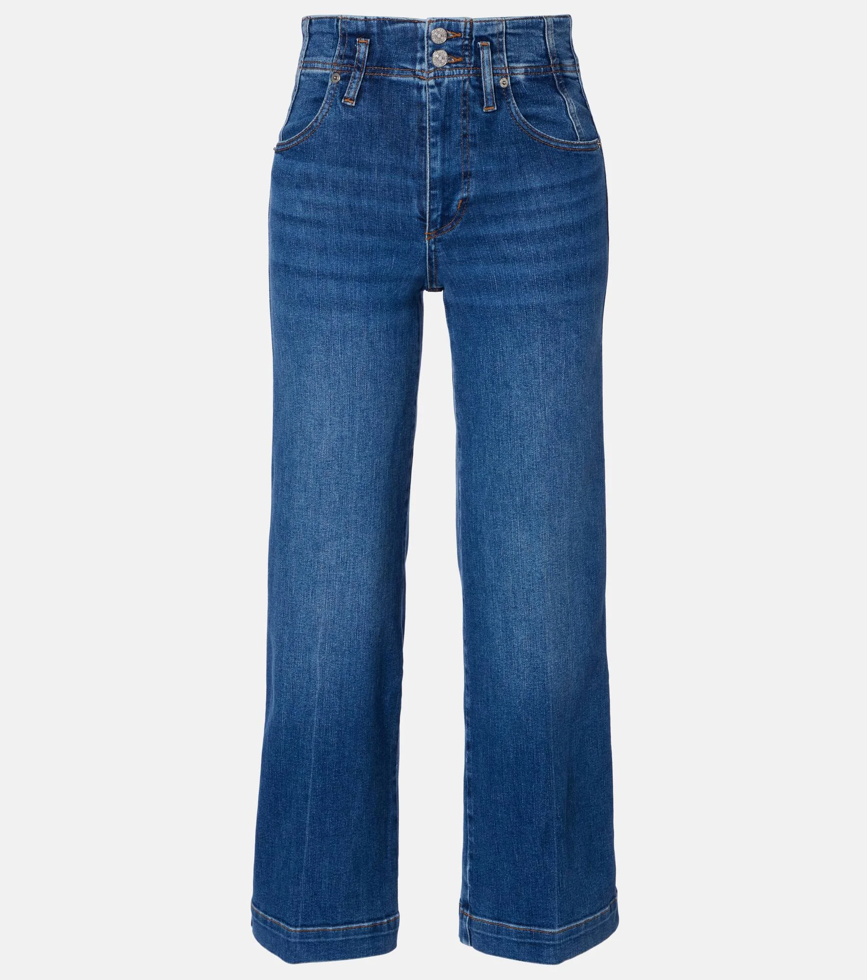 Seamed cropped wide-leg jeans - 1