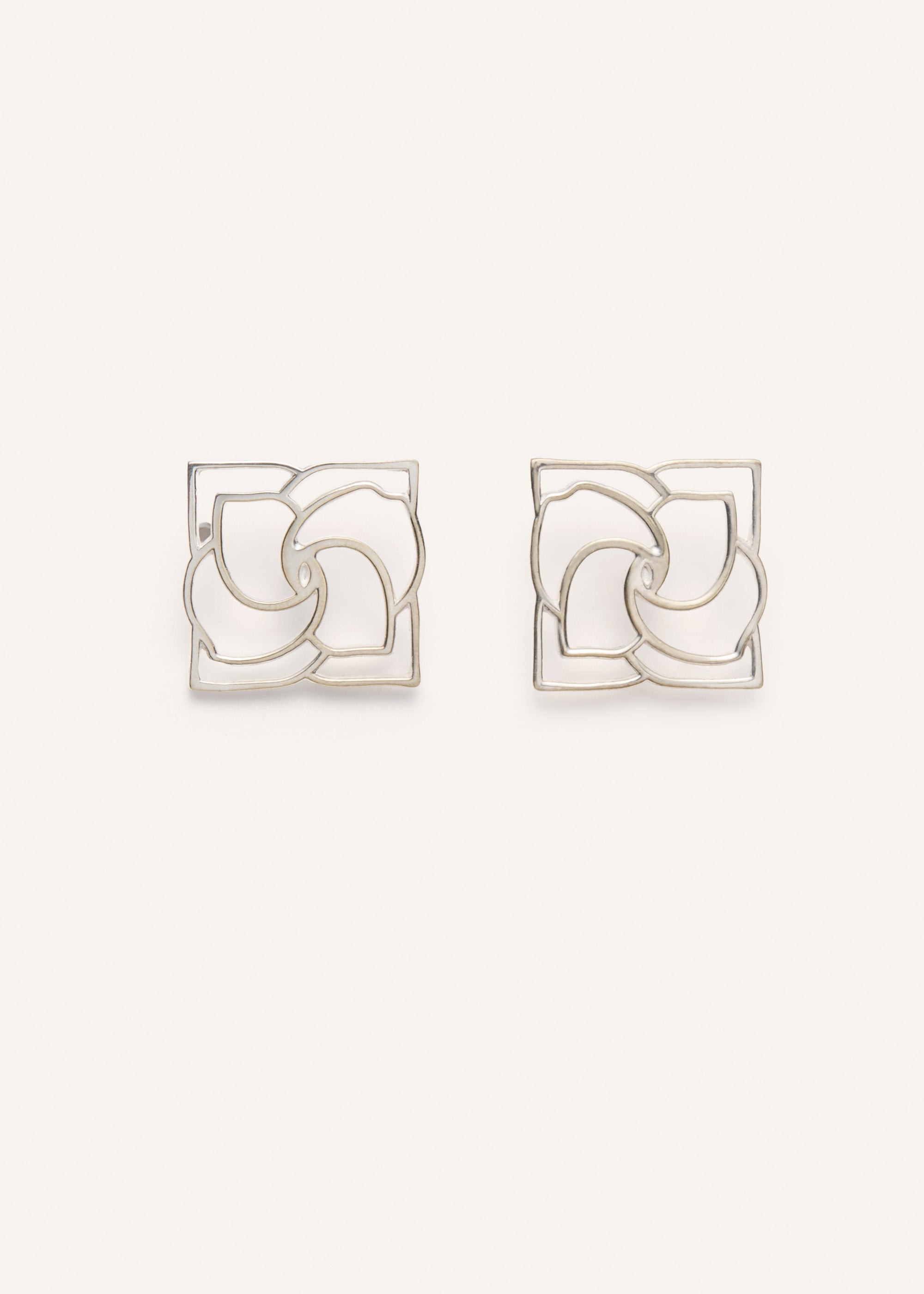 Logo square earrings in silver - 1