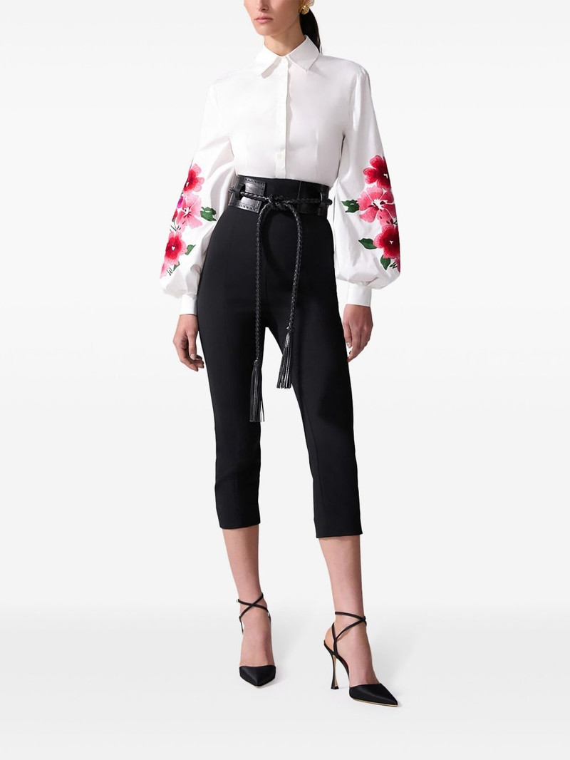 CAROLINA HERRERA floral-embroidered puff-sleeve shirt outlook