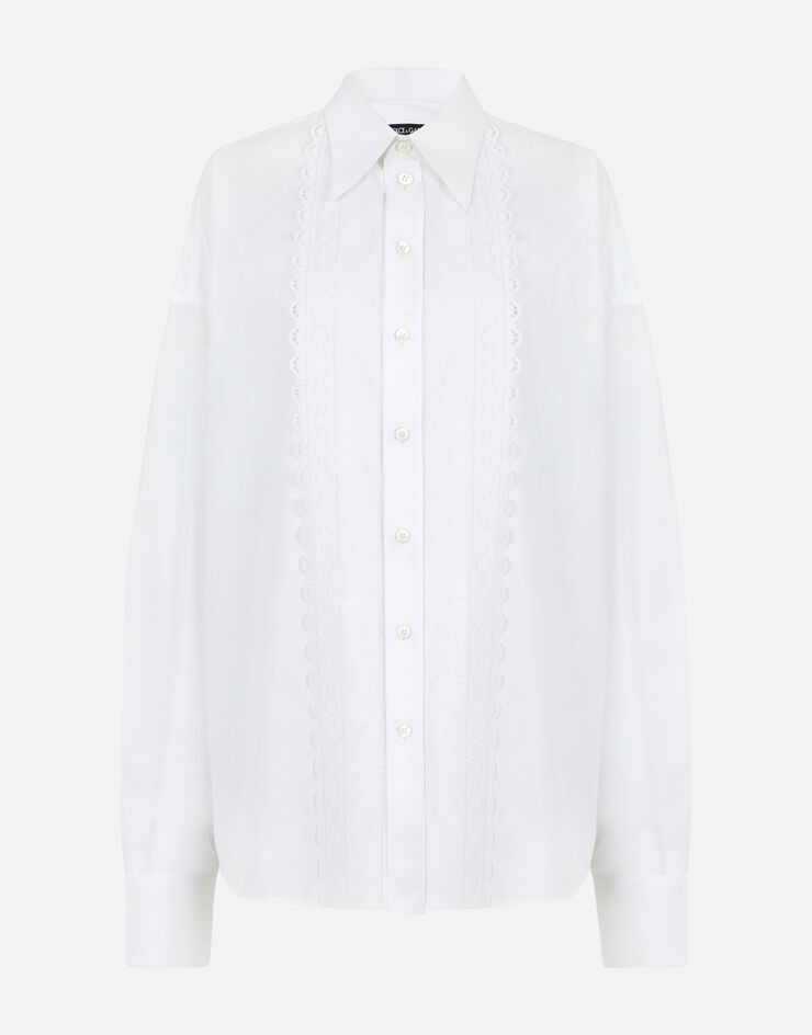 Cotton shirt with broderie anglaise detailing - 3