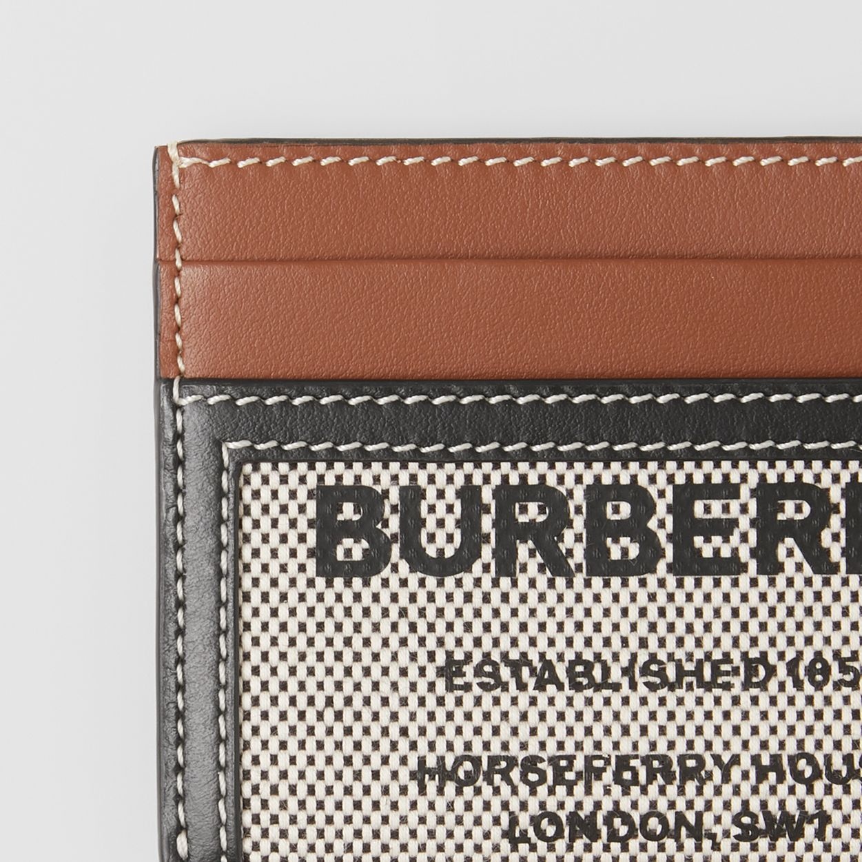 Horseferry Print Cotton Canvas and Leather Card Case - 2