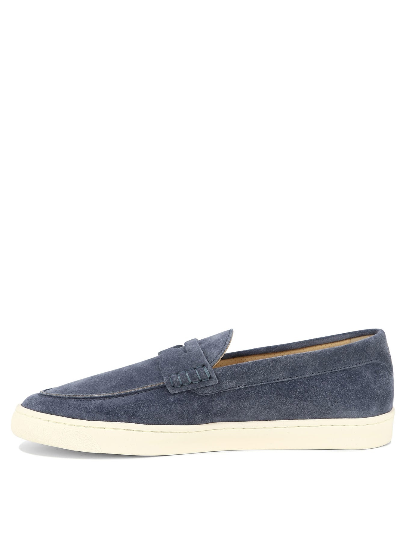 Suede Loafers With Latex Sole Loafers & Slippers Blue - 3