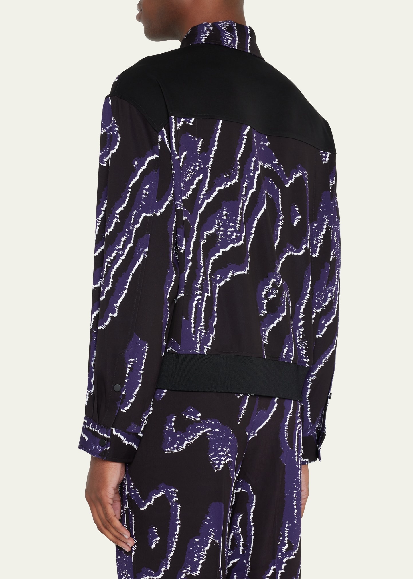 Men's Wood Grain-Print Bomber Jacket - 3
