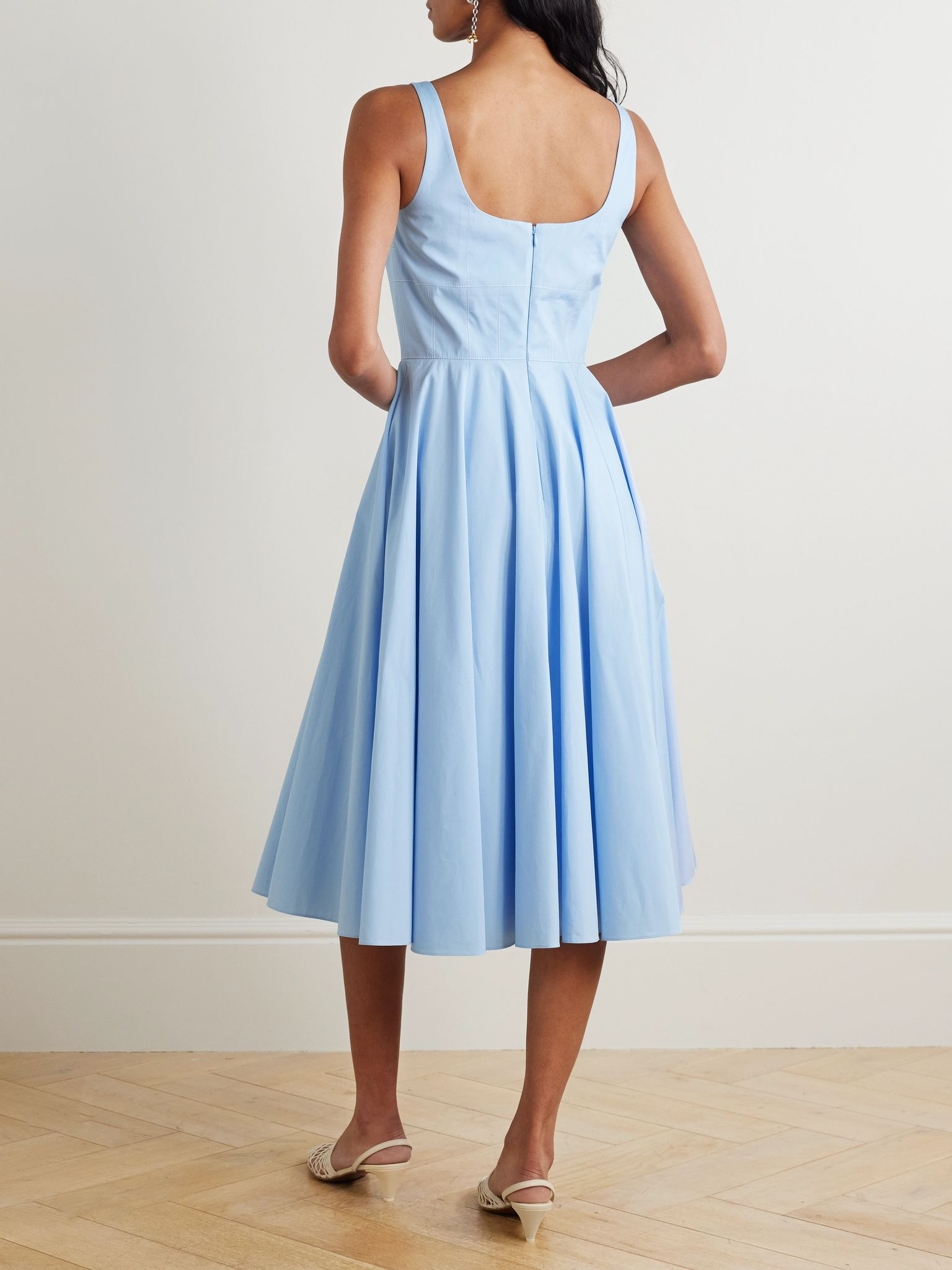 Nikush cotton-poplin midi dress Light blue - 3