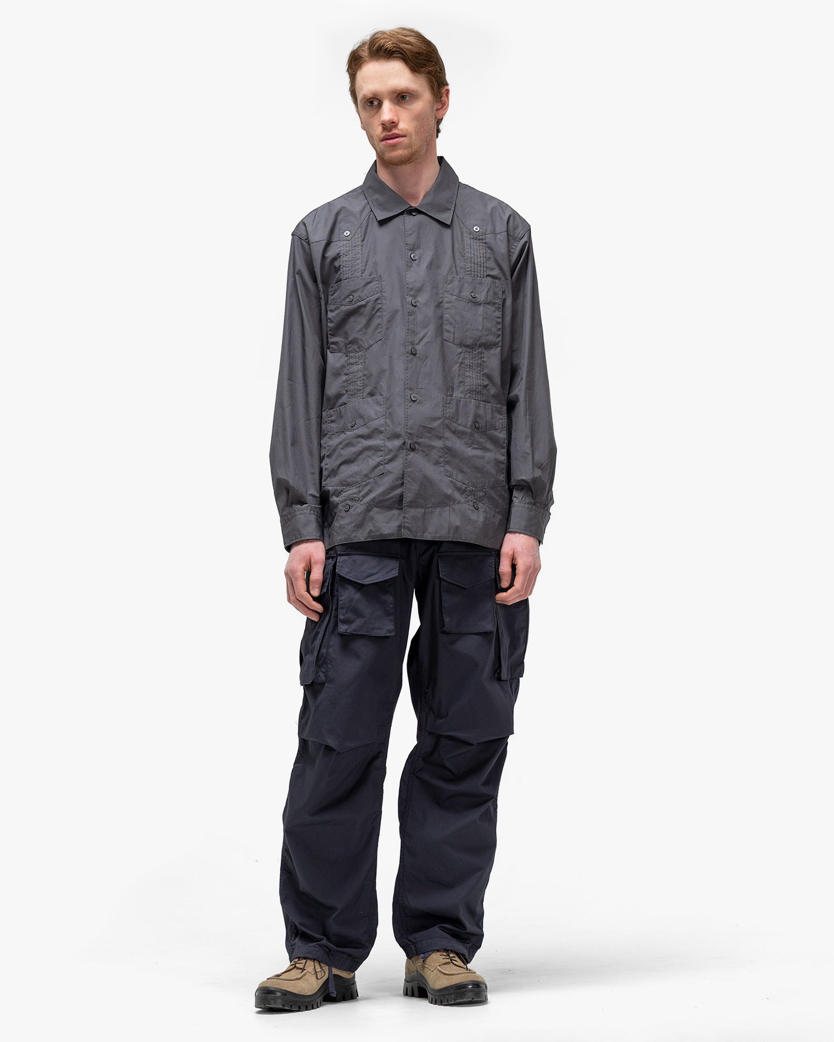 Guayabera Shirt 2Ply Broadcloth Charcoal - 2