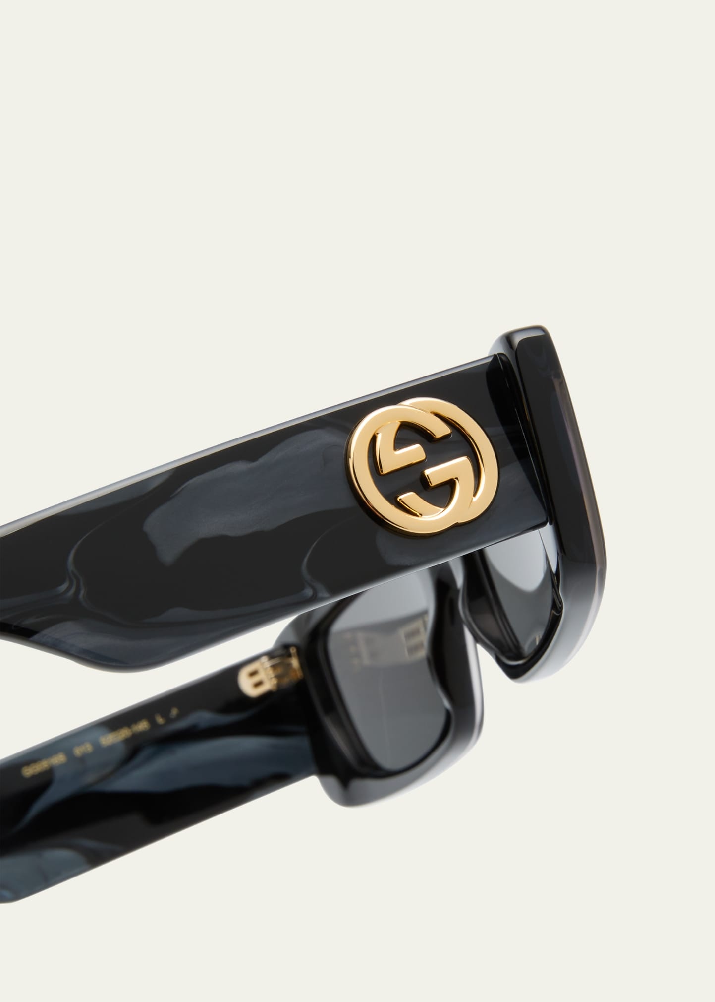 Monochromatic Rectangle Sunglasses w/ Interlocking G Temples - 4