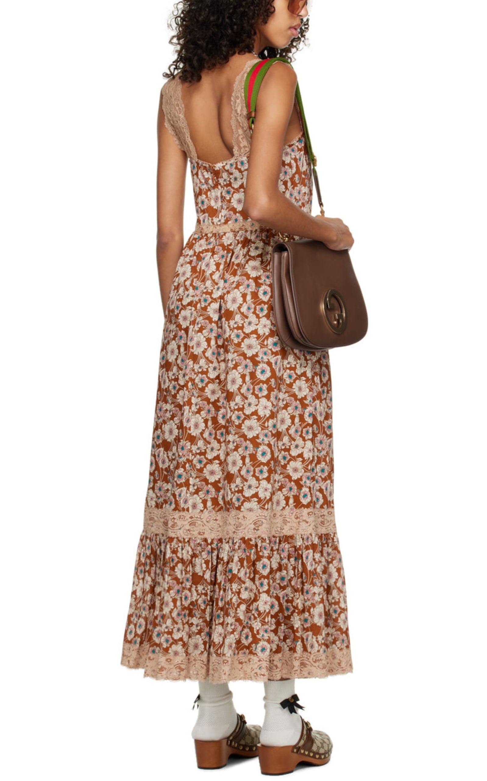Floral-print Lace-trimmed Twill Dress - 4
