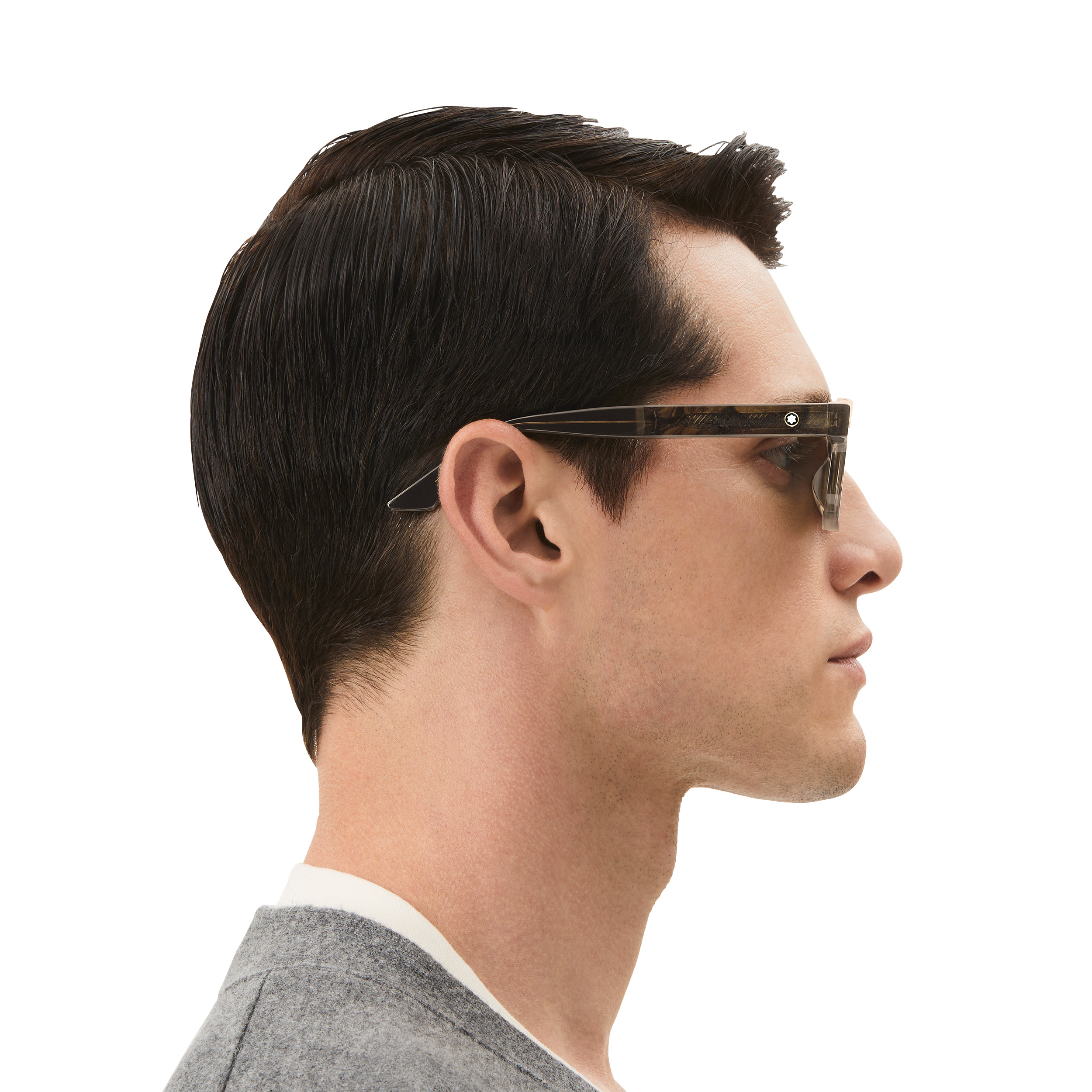 Rectangular Sunglasses with Havana-Colored Acetate Frame - 7